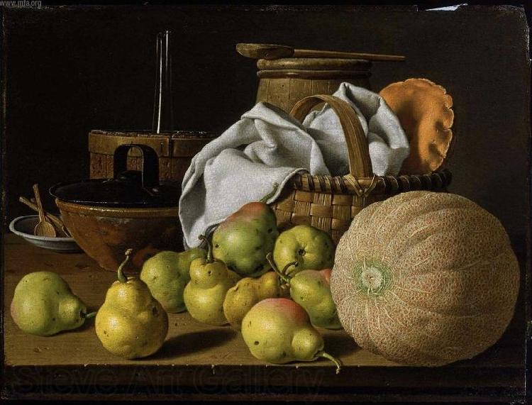 Luis Eugenio Melendez Still Life with Melon and Pears